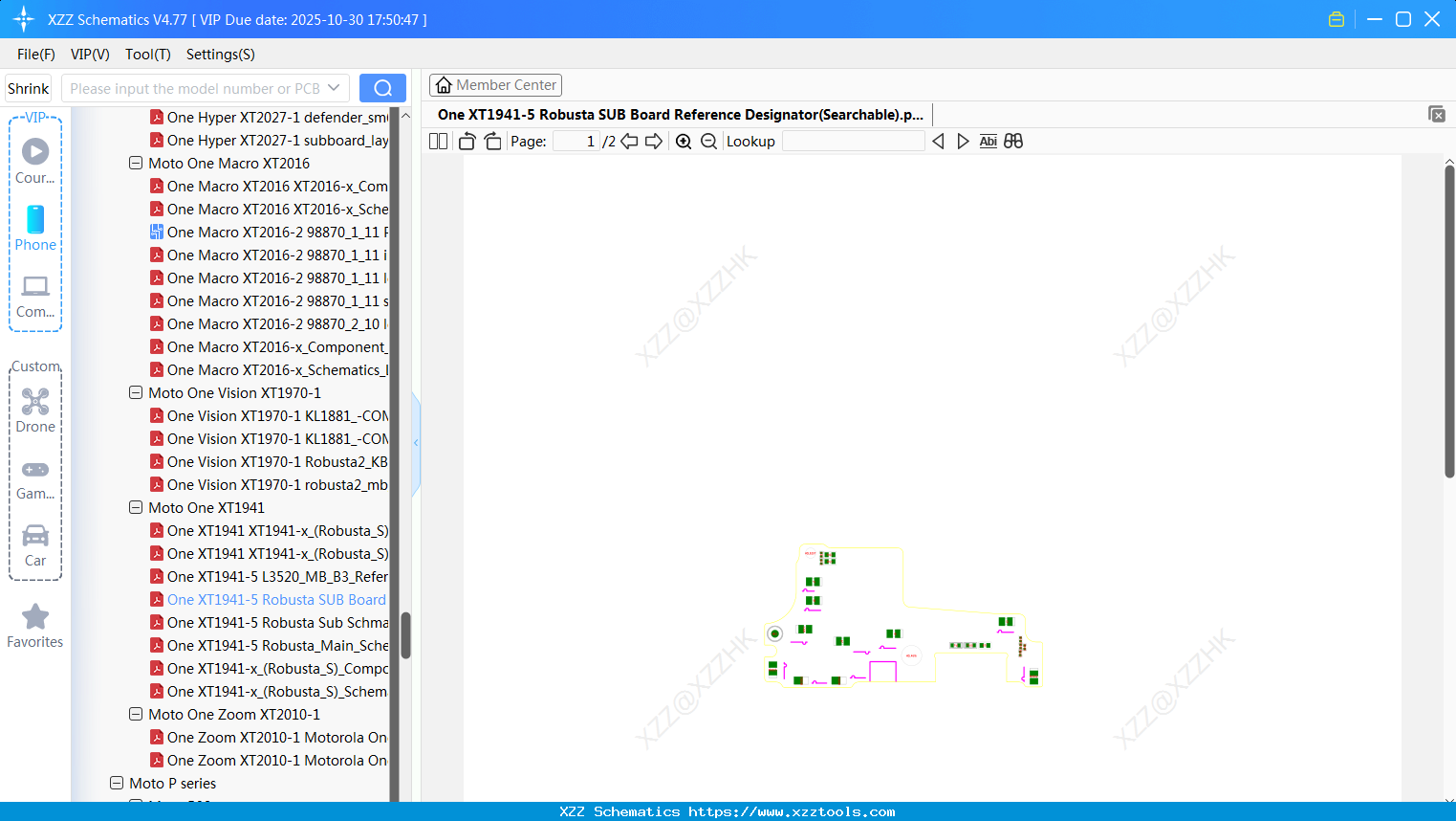 Motorola One XT1941-5 Robusta SUB Board Reference Designator(Searchable)
